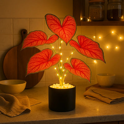 Crimson Monstera Lamp 2