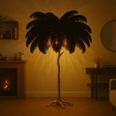 Ostrich Feather Lamp black