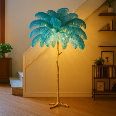 Ostrich Feather Lamp blue