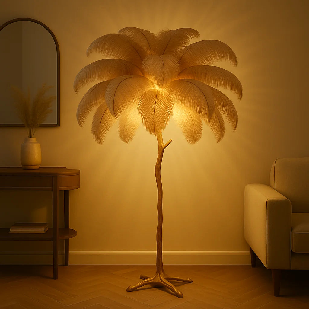 Ostrich Feather Lamp brown