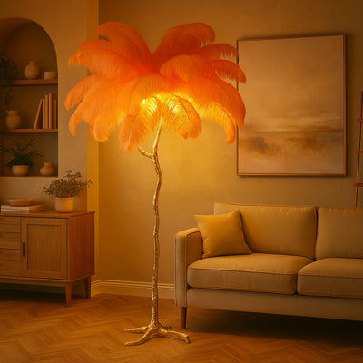 Ostrich Feather Lamp orange