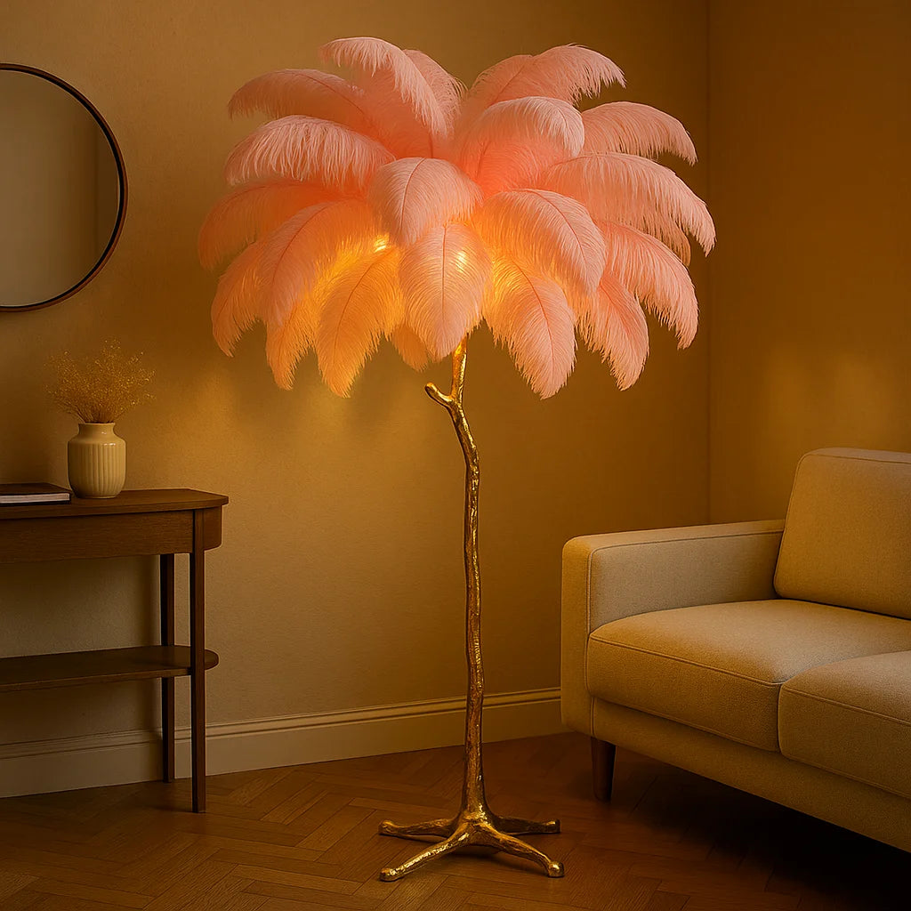 Ostrich Feather Lamp pink