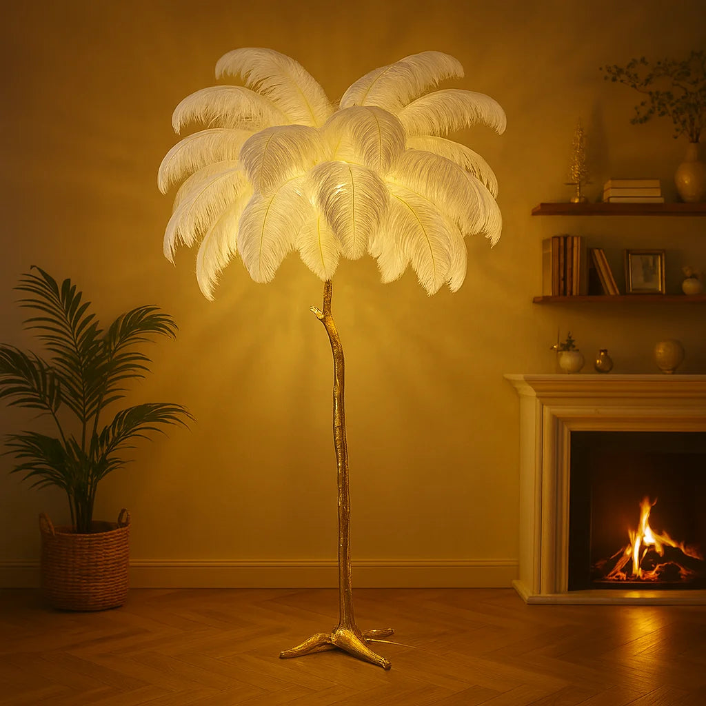 Ostrich Feather Lamp white 1
