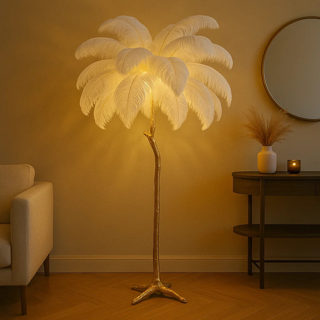 Ostrich Feather Lamp white 2
