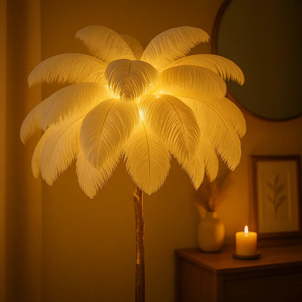 Ostrich Feather Lamp white 4
